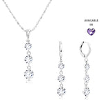Load image into Gallery viewer, SO SEOUL Athena Three Solitaire Diamond Simulant Zircon Hoop Earrings with Pendant Necklace Gift Set
