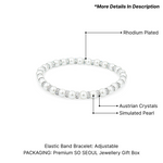 Load image into Gallery viewer, SO SEOUL Quinn Pearl in White with Multi Beads Austrian Crystal Elastic Bracelet