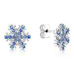 Load image into Gallery viewer, SO SEOUL "Let it Snow" Snowflake Aurore Boreale or Blue Crystal Stud Earrings and Pendant Necklace Jewelry Gift Set
