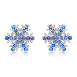 Load image into Gallery viewer, SO SEOUL "Let it Snow" Snowflake Aurore Boreale or Blue Crystal Stud Earrings and Pendant Necklace Jewelry Gift Set