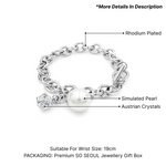 Load image into Gallery viewer, SO SEOUL Sequoia Elegance - Chunky Chain Bracelet with Pearl & Cubic Zirconia Cube Charm