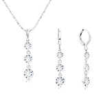 Load image into Gallery viewer, SO SEOUL Athena Three Solitaire Diamond Simulant Zircon Hoop Earrings with Pendant Necklace Gift Set