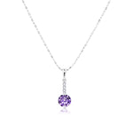 Load image into Gallery viewer, SO SEOUL Lic Crown Solitaire White or Purple Simulated Diamond Cubic Zirconia Necklace and Earrings Set