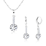 Load image into Gallery viewer, SO SEOUL Lic Crown Solitaire White or Purple Simulated Diamond Cubic Zirconia Necklace and Earrings Set
