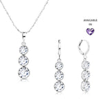 Load image into Gallery viewer, SO SEOUL Athena Triple Solitaire Diamond Simulant Zirconia Hoop Earrings with Pendant Chain Necklace Jewelry Gift Set