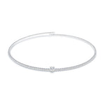 Load image into Gallery viewer, SO SEOUL Athena Elegant Cubic Zirconia Choker with Round, Heart, and Blossom Charms – Spiral Spring Open-End Design