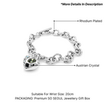 Load image into Gallery viewer, SO SEOUL Amora Love Heart Charm Bracelet with Mixed Colour Austrian Crystal on Interlocking T-Bar Link Design