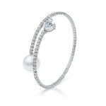Load image into Gallery viewer, SO SEOUL Everleigh Solitaire White Pearl Diamond Simulant Cubic Zircon Adjustable Open-End Bangle