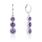 Load image into Gallery viewer, SO SEOUL Athena Triple Solitaire Diamond Simulant Zirconia Hoop Earrings with Pendant Chain Necklace Jewelry Gift Set