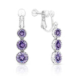 Load image into Gallery viewer, SO SEOUL Athena Triple Solitaire Diamond Simulant Zirconia Hoop Earrings