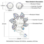 Load image into Gallery viewer, SO SEOUL Leilani Blossom with Pearl Austrian Crystal Rollover Clasp with Double Mini Baby Brooch Set