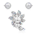 Load image into Gallery viewer, SO SEOUL Leilani Blossom with Pearl Austrian Crystal Rollover Clasp with Double Mini Baby Brooch Set