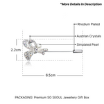 Load image into Gallery viewer, SO SEOUL Graceful Lifelong Ribbon Bow Swirl with Pearl Austrian Crystal Metal Lapel Pin Brooch