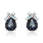 Load image into Gallery viewer, SO SEOUL Graceful Bow Silver Night and Montana Swarovski® Crystal Pendant Necklace & Stud Earrings Set