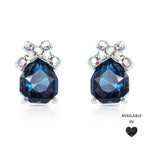 Load image into Gallery viewer, SO SEOUL Graceful Ribbon Bow Silver Night or Montana Swarovski® Crystal Pierced Stud Earrings