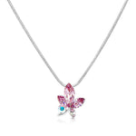 Load image into Gallery viewer, SO SEOUL Ioni Maple Leaf Blue Shade or Pink Swarovski® Crystal Pendant Necklace and Earrings Set