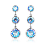 Load image into Gallery viewer, SO SEOUL Bella Triple-Tiered Light Sapphire or Light Siam Shimmer Swarovski® Crystal Dangle Earrings