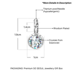 Load image into Gallery viewer, SO SEOUL Bella Classic Lever-Back Earrings with Round Swarovski® Crystal in White or Light Sapphire Shimmer