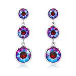 Load image into Gallery viewer, SO SEOUL Bella Triple-Tiered Light Sapphire or Light Siam Shimmer Swarovski® Crystal Dangle Earrings