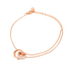 Load image into Gallery viewer, SO SEOUL Roman Numeral Interlocking Bracelet – Rose Gold Full Band CZ Diamond Simulant Circle Charm
