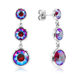 Load image into Gallery viewer, SO SEOUL Bella Triple-Tiered Light Sapphire or Light Siam Shimmer Swarovski® Crystal Dangle Earrings
