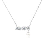 Load image into Gallery viewer, SO SEOUL Everleigh Solitaire Dangle White Pearl Diamond Simulant Cubic Zirconia Fixed Chain Necklace