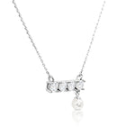 Load image into Gallery viewer, SO SEOUL Everleigh Solitaire Dangle White Pearl Diamond Simulant Cubic Zirconia Fixed Chain Necklace