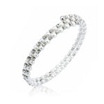 Load image into Gallery viewer, SO SEOUL Quinn Pearl in White Double Row Austrian Crystal Circle Spiral Adjustable Open-End Bangle