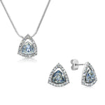 Load image into Gallery viewer, SO SEOUL 'Genesis' Triangular Blue Shade Swarovski® Crystal Jewelry Set with Stud Earrings and Pendant Necklace