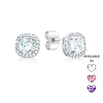 Load image into Gallery viewer, SO SEOUL Halo Cushion Cut Square Shaped Diamond Simulant Cubic Zirconia Pierced Stud Earrings