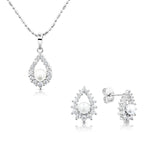 Load image into Gallery viewer, SO SEOUL Everleigh Pearl Halo Pendant with Diamond Simulant Cubic Zirconia Stud Earrings and Pendant Necklace Set