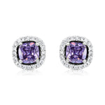 Load image into Gallery viewer, SO SEOUL Halo Cushion Cut Square Shaped Diamond Simulant Cubic Zirconia Pierced Stud Earrings