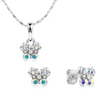 Load image into Gallery viewer, SO SEOUL Petite Caria Butterfly Austrian Crystal Set - Aurore Boreale or Pink Stud Earrings and Pendant Necklace