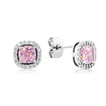 Load image into Gallery viewer, SO SEOUL Halo Cushion Cut Square Shaped Diamond Simulant Cubic Zirconia Pierced Stud Earrings