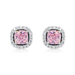 Load image into Gallery viewer, SO SEOUL Halo Cushion Cut Square Shaped Diamond Simulant Cubic Zirconia Pierced Stud Earrings