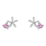Load image into Gallery viewer, SO SEOUL Leilani Floral Pink Simulated Diamond Zirconia Stud Earrings and Necklace Set