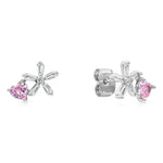 Load image into Gallery viewer, SO SEOUL Leilani Floral Pink Simulated Diamond Zirconia Stud Earrings and Necklace Set