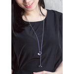 Load image into Gallery viewer, SO SEOUL Eleanor White and Grey Diamond Simulant Zircon Solitaire Fixed Chain T-Bar Lariat Necklace