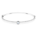 Load image into Gallery viewer, SO SEOUL Athena Round Solitaire Brilliant Cut Bezel Diamond Simulant Cubic Zircon Side Hinged Bangle