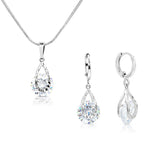 Load image into Gallery viewer, SO SEOUL Callista Diamond-Simulant Teardrop Pendant Necklace and Hoop Earrings Set
