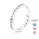 Load image into Gallery viewer, SO SEOUL Chiara Classic Ring with Aurore Boreale, Pink, and Blue Austrian Crystal Encrusted Single Row Band