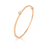 Load image into Gallery viewer, SO SEOUL Athena Round Solitaire Brilliant Cut Bezel Diamond Simulant Cubic Zircon Side Hinged Bangle