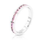 Load image into Gallery viewer, SO SEOUL Chiara Classic Ring with Aurore Boreale, Pink, and Blue Austrian Crystal Encrusted Single Row Band