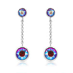 Load image into Gallery viewer, SO SEOUL Bella Light Sapphire or Light Siam Shimmer Swarovski® Crystal and Silver Chain Dangle Earrings