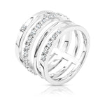 Load image into Gallery viewer, SO SEOUL Bianca Quadruple-Band Silver Ring with Diamante Diamond Simulant Cubic Zirconia Accents
