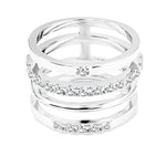 Load image into Gallery viewer, SO SEOUL Bianca Quadruple-Band Silver Ring with Diamante Diamond Simulant Cubic Zirconia Accents