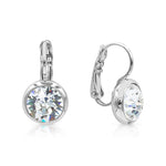 Load image into Gallery viewer, SO SEOUL Bella Classic Lever-Back Earrings with Round Swarovski® Crystal in White or Light Sapphire Shimmer