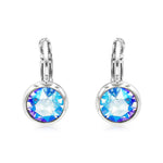 Load image into Gallery viewer, SO SEOUL Bella Classic Lever-Back Earrings with Round Swarovski® Crystal in White or Light Sapphire Shimmer