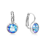 Load image into Gallery viewer, SO SEOUL Bella Classic Lever-Back Earrings with Round Swarovski® Crystal in White or Light Sapphire Shimmer