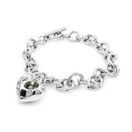 Load image into Gallery viewer, SO SEOUL Amora Love Heart Charm Bracelet with Mixed Colour Austrian Crystal on Interlocking T-Bar Link Design